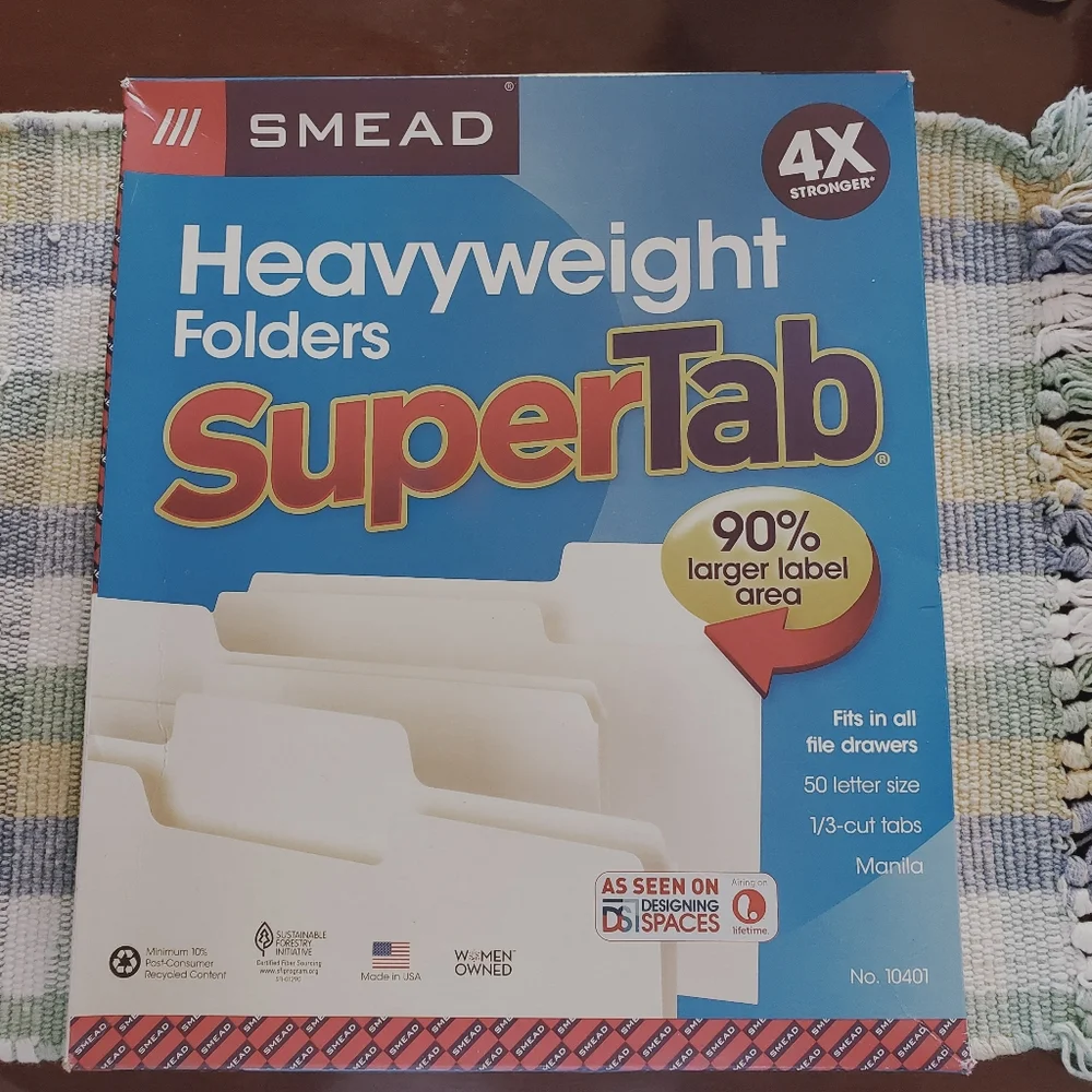 Super Tabs heavy weight folders SMEAD 1 box NIB New